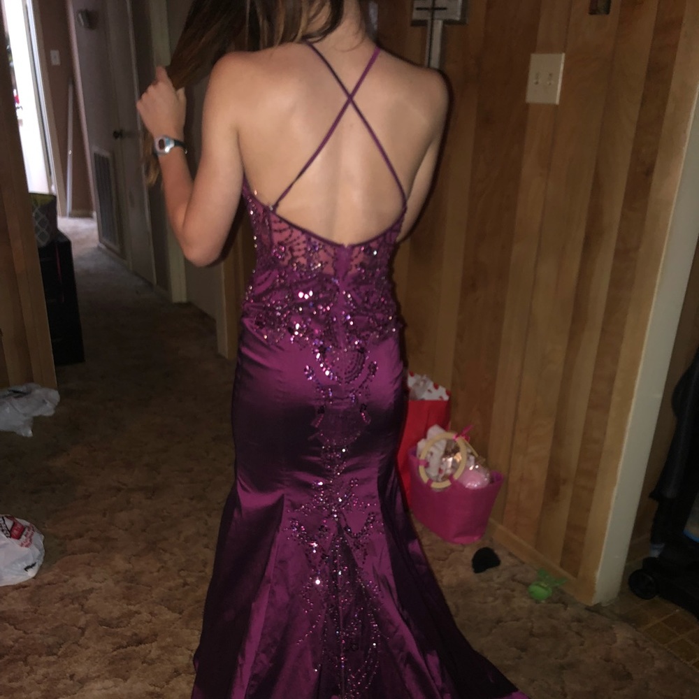 Beautiful long burgundy prom dress